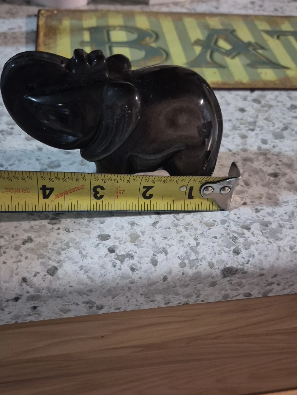 Black Stone Elephant Figurine